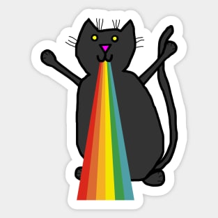 Animals with Rainbow Puke Black Cat Sticker